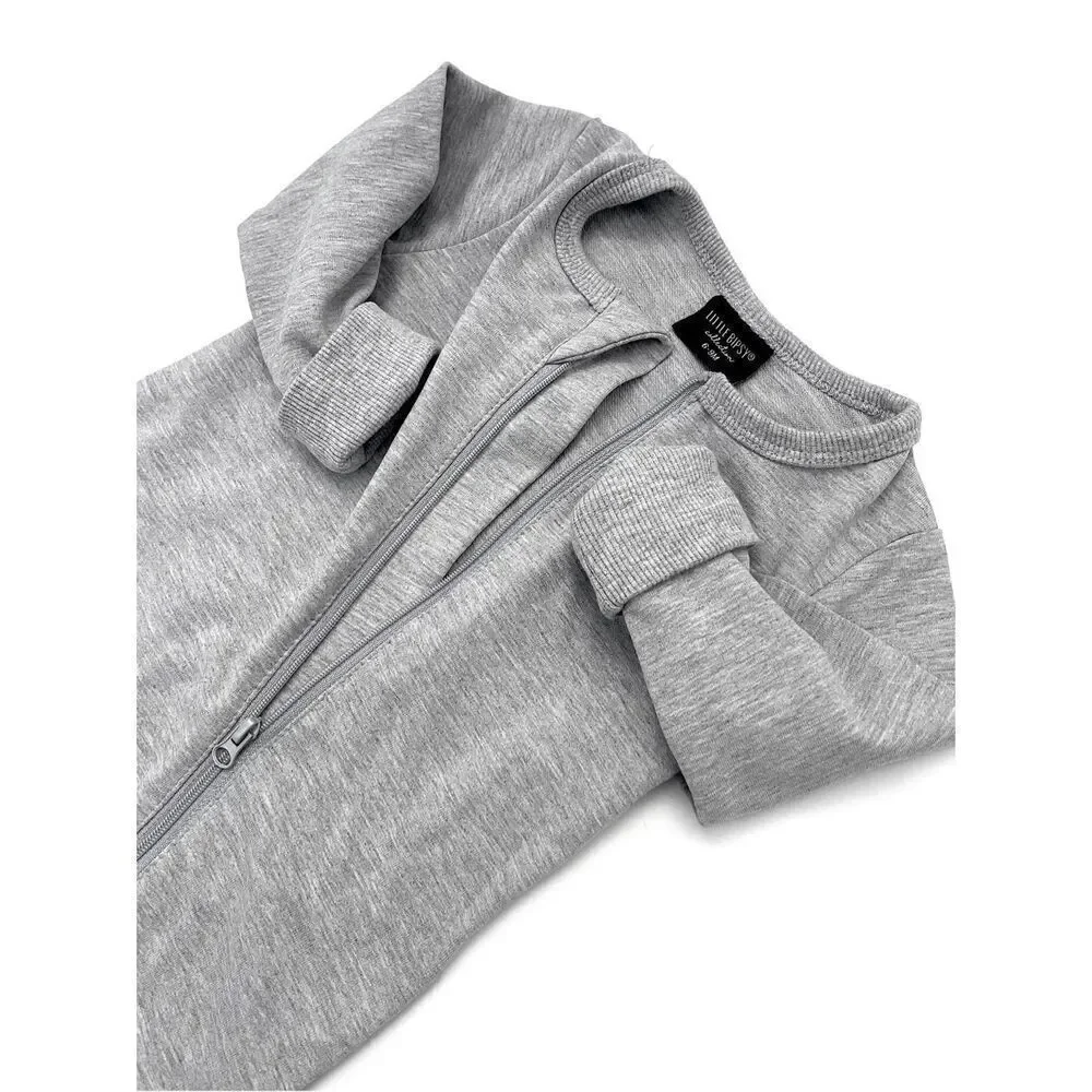 Little Bipsy Unisex 2-WAY ZIP ROMPER - Grey 18-24M